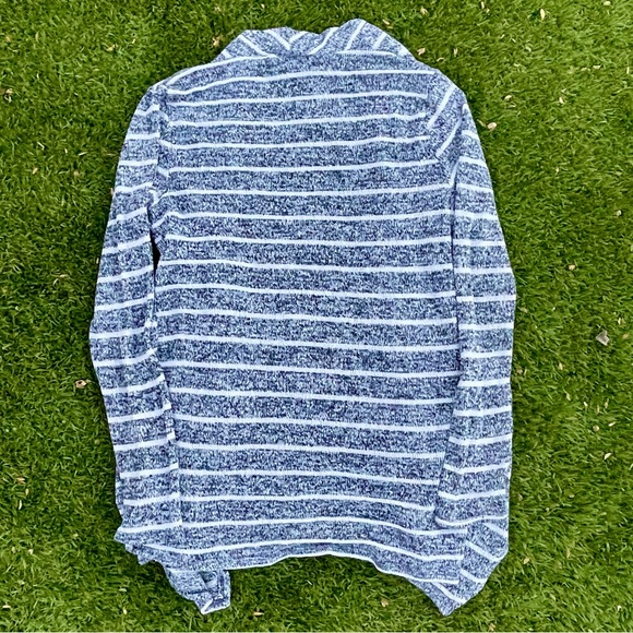 AB Studio Womens Gray Striped Asymmetrical Hem Cardigan Sweater Size L - Picture 2 of 6
